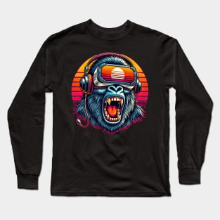 Funny Gorilla VR Playing Tag Boys Adult Gorilla VR Gamer Long Sleeve T-Shirt